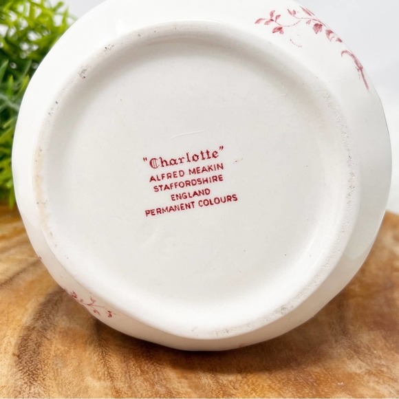 Charlotte Alfred Meakin Pitcher Red & Pink Floral Basket Staffordshire England - Picture 4 of 4